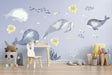 Undersea themed wall decals featuring playful whales and ocean creatures.