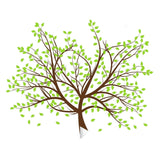 Artistic tree wall decal with green leaves.
