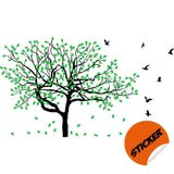 Serenity Tree Wall Sticker with green leaves and birds.