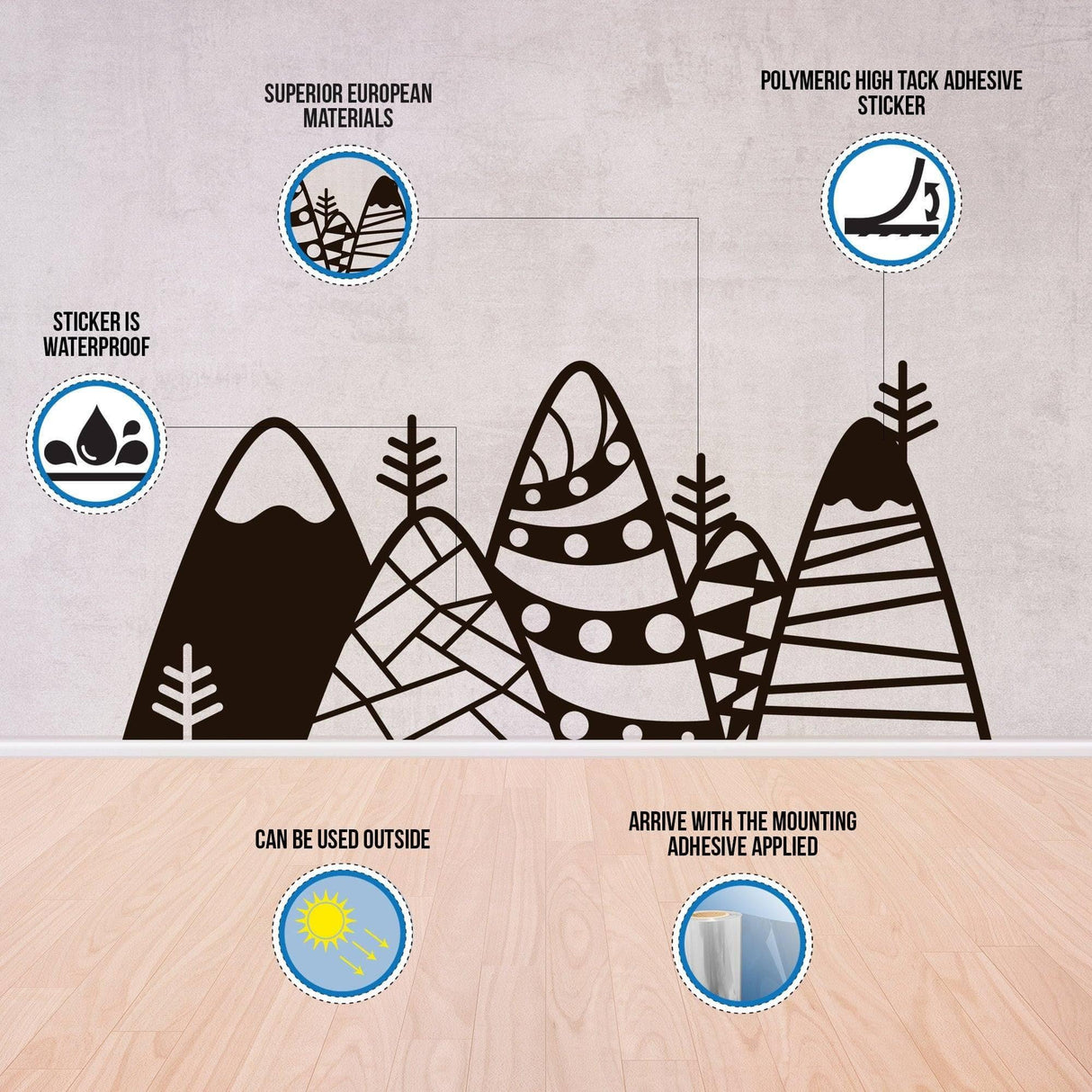 Nature's Serenity, Vinyl Wall Decal, Artistic Design displayed in a room setting.