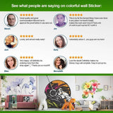 Customer reviews for colorful wall stickers showcasing satisfaction and charm in home decor.
