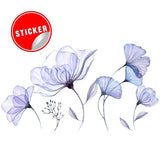 3D blue blossom wall decal featuring elegant floral design on a white background.