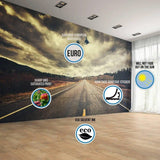 Product features graphic for the 3D faux stone wall panel kit.