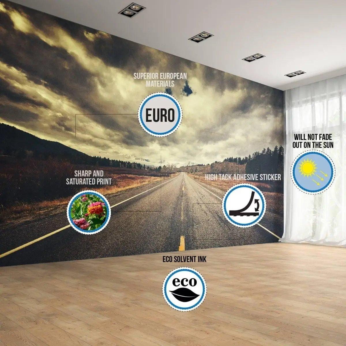 Информационная композиция о материале настенных фотообоев.