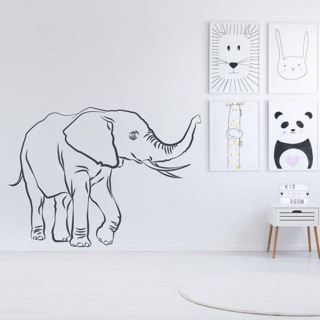 Vinyl wall elephant decal adding charm to a kid's room with playful animal art decor.