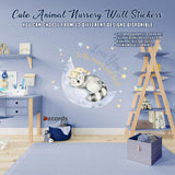 Adorable animal nursery wall sticker featuring a baby elephant on a moon.
