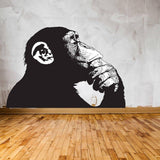 Contemporary street art primate wall sticker of a monkey.