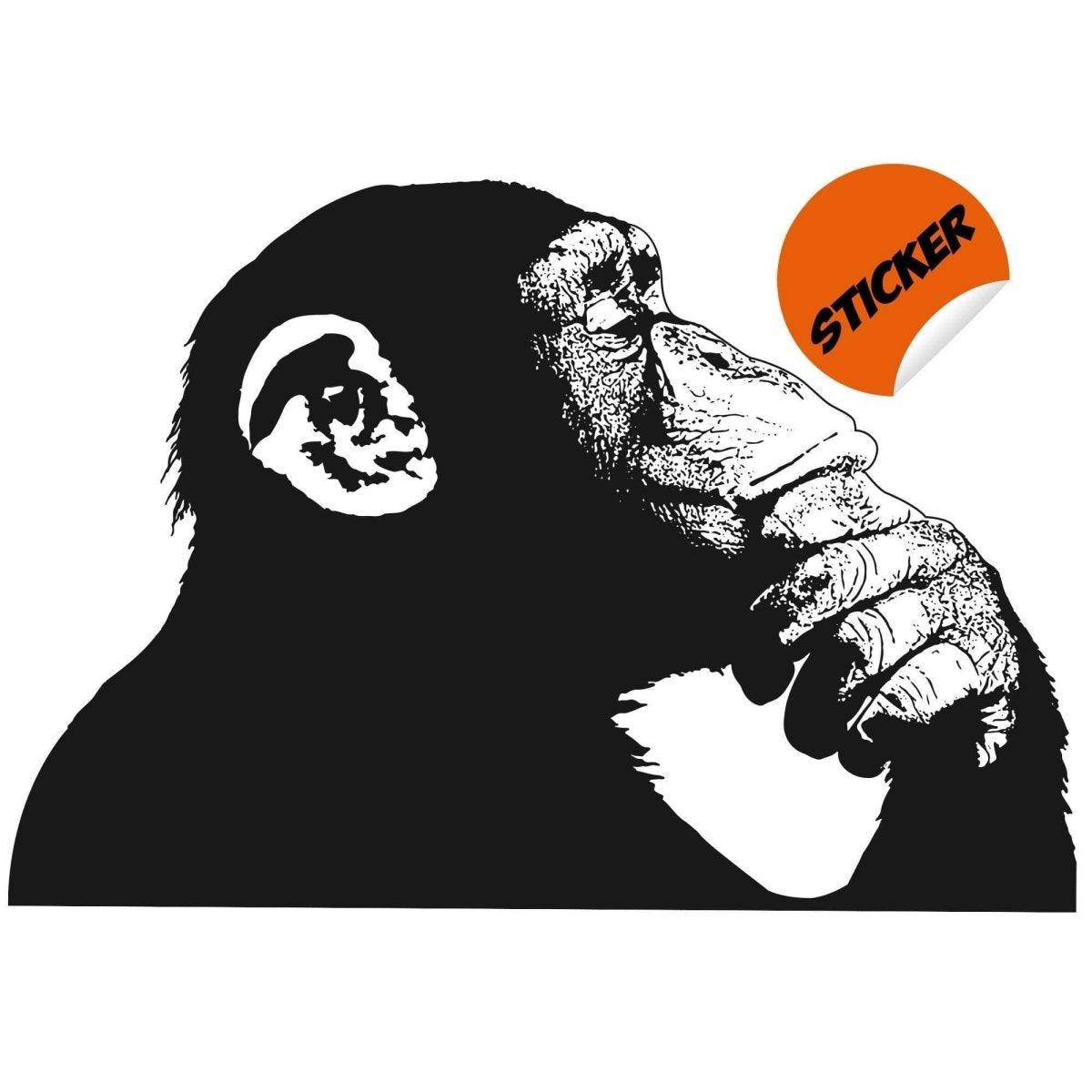 Thinking Monkey wall sticker decal featuring a contemplative primate design.