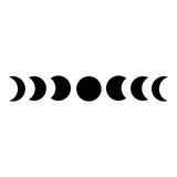 Black moon phase wall decor sticker featuring various lunar shapes for celestial home decor.