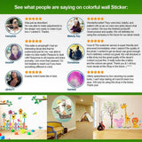 Customer reviews praising colorful wall stickers for transforming interior spaces.