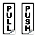 Вертикальные наклейки PUSH и PULL для коммерческих дверей.