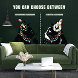 Feline music enthusiast wall decal showing options for transparent or white backgrounds with two playful cat designs.