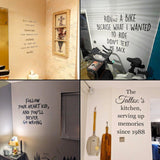 Collage of wall decals featuring inspirational quotes and personalized scripture for home decor.