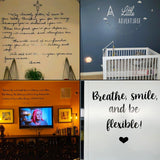Collage of inspirational scripture and quotes decals in various home settings, promoting faith and positivity.