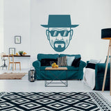 Chemistry-themed character wall decal displayed in a stylish living room.