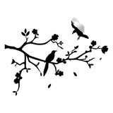 Chic black tree branch wall decal with birds and flowers.