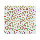 Decorative leaf window film with colorful etched design, enhancing privacy while allowing natural light.