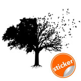 Chic wall sticker of a sophisticated tree silhouette with birds.