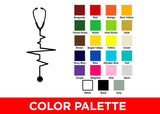 Color palette featuring various colors alongside a stethoscope design for EMT medical decals.