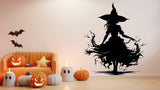 Stylized figure and flame silhouette vinyl decal displayed in a decorated room.