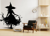 Stylized figure and flame silhouette vinyl wall decal in a modern interior.