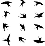 Frosted bird silhouette stickers for windows, designed to prevent bird collisions and enhance window aesthetics.