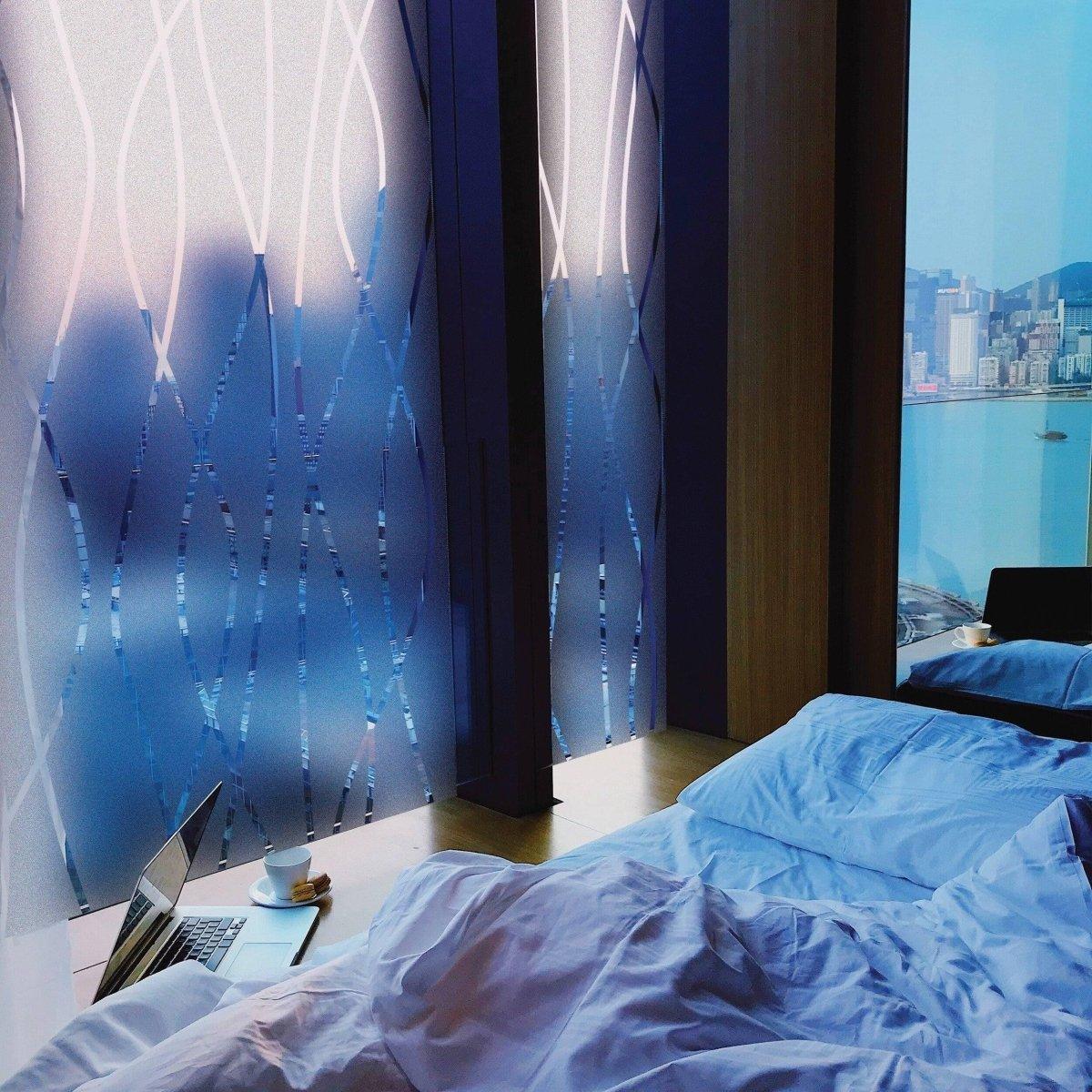 Frosted glass door sticker design in a modern bedroom, providing elegance and privacy while allowing natural light.