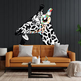 Dj Giraffe vinyl decal wall art featuring a colorful giraffe with headphones, enhancing modern living space decor.