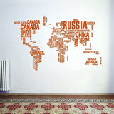World Expedition Wall Sticker featuring a world map design with country names in an artistic layout.