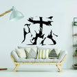 Graffiti-style elephant wall decal displayed above a modern sofa.