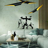 Majestic elephant graffiti vinyl sticker in a modern living room, adding vibrant wall art to the decor.