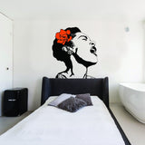 Life Is Beautiful wall decal featuring a singing woman with a flower for home decor.