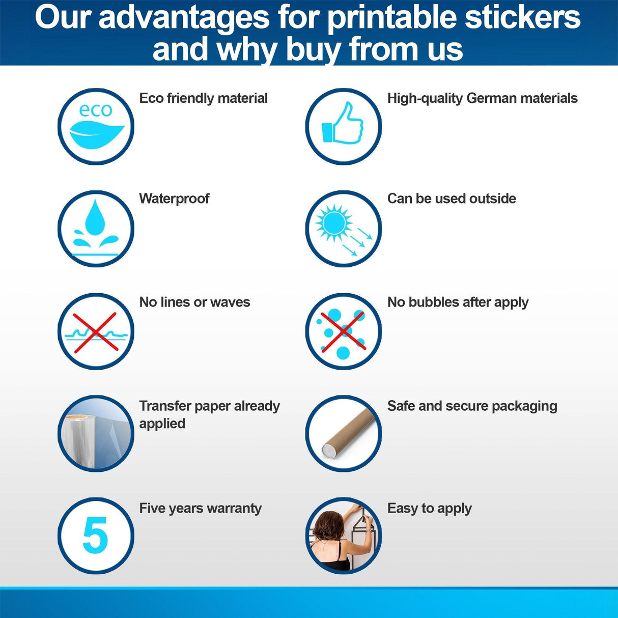 Инфографика со сравнением характеристик виниловой надписи.