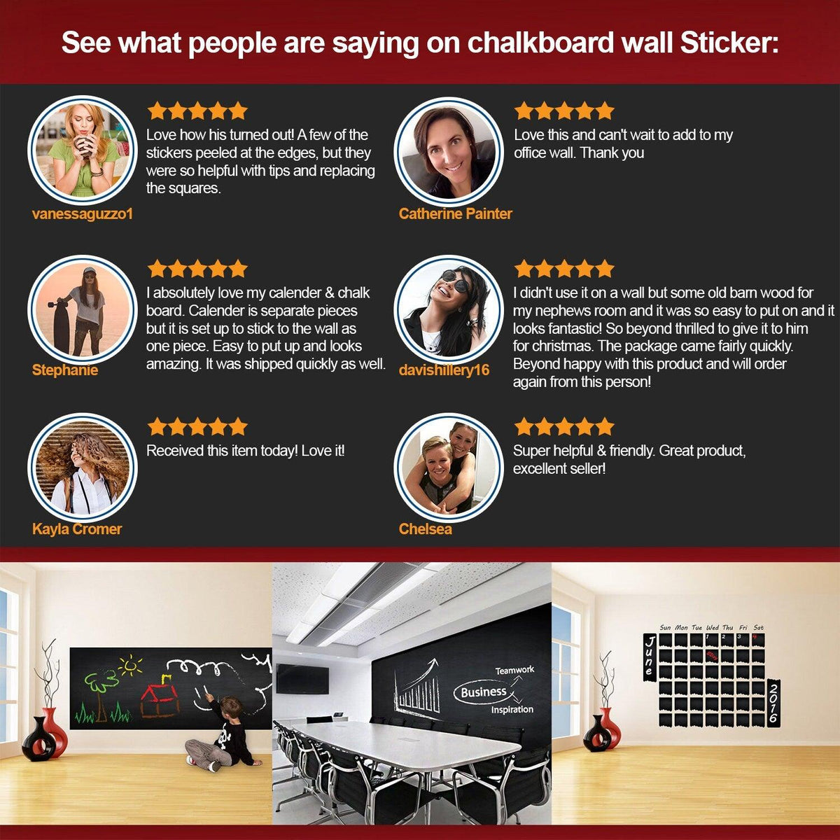 Customer reviews of Chalkboard Wall DIY Black Kitchen Sticker highlighting ease of use and versatility in kitchen.