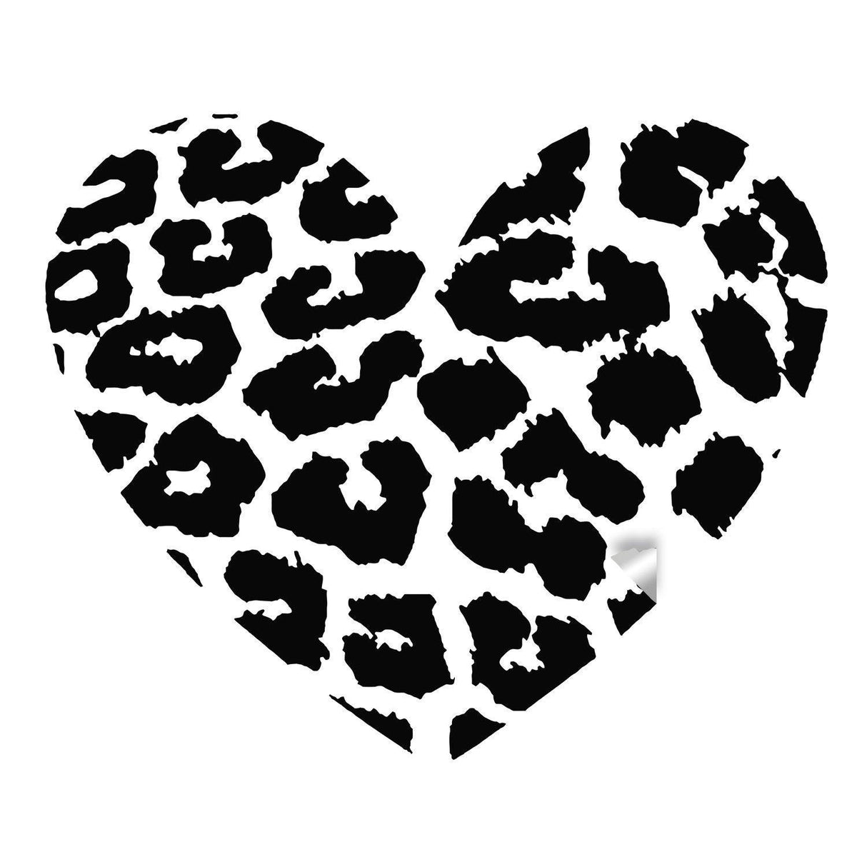Leopard heart wall sticker featuring bold leopard print pattern.