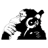 Thinking monkey with headphones vinyl wall decal.