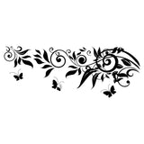 Black butterfly and floral vinyl sticker design.