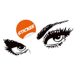 Woman eye vinyl wall sticker featuring detailed eyelashes and bold design.