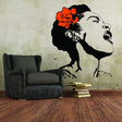 Life Is Beautiful street art wall decal featuring a singing woman with a flower in her hair.