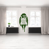 Laugh Now monkey wall sticker with a provocative quote.