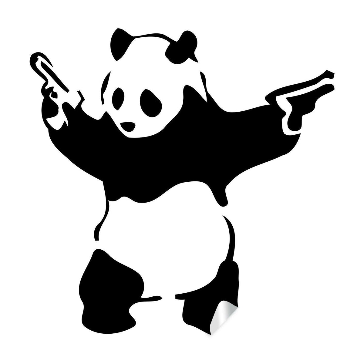 Panda with pistols urban art vinyl wall sticker.