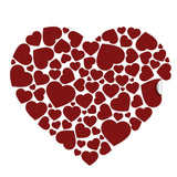 Red heart design made of various smaller hearts.