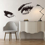 Woman eye vinyl wall sticker in a modern room.