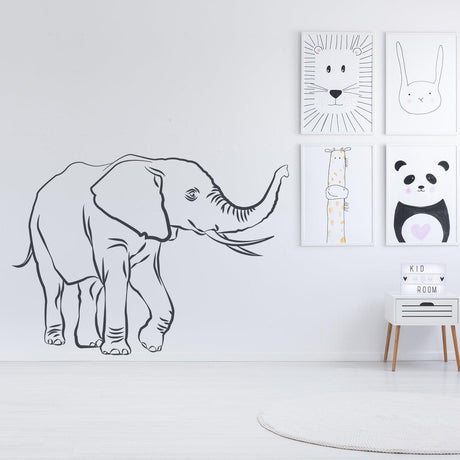 Charming elephant vinyl wall decal.