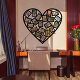 Heart-shaped picture frame wall sticker with multiple photo frames showcasing memories in a stylish setting.