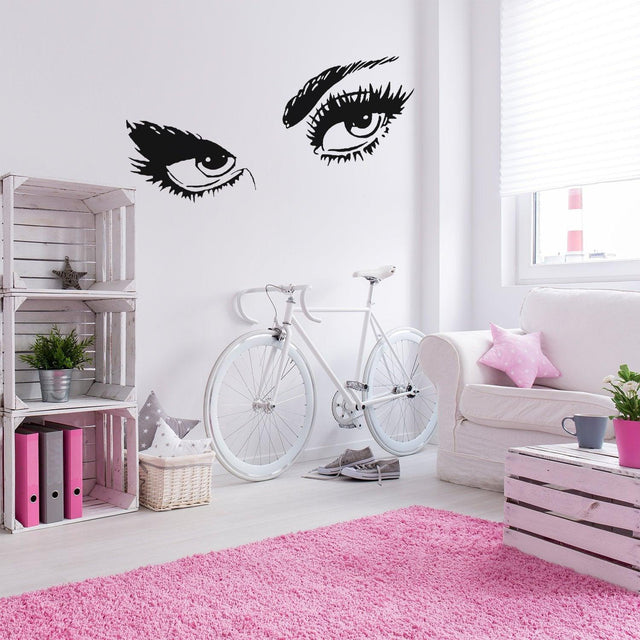 Elegant vinyl wall sticker of woman's eyes with long lashes.
