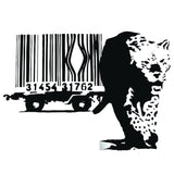 Leopard barcode wall sticker in black and white.