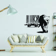 Leopard barcode wall sticker above a modern couch.
