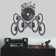 Music speakers wall vinyl sticker featuring retro loudspeakers design.