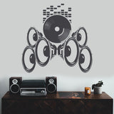 Music speakers wall vinyl sticker featuring retro loudspeakers design.